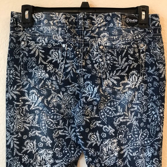 Rewash Denim Blue Jeans Womens Size 9 White Floral All Over Print - Picture 5 of 9